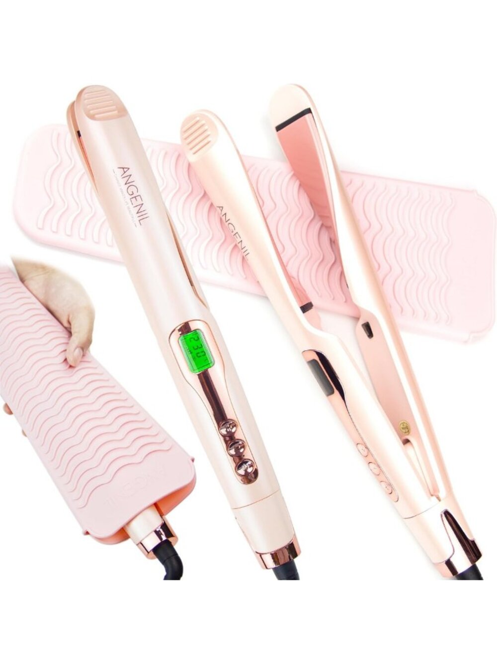 2-in-1 Hair Straightener & Curler, Dual Voltage Flat Iron, Adjustable Temp